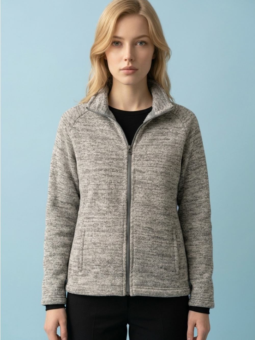 MEC Cottagecore Full-Zip Knit Sporty Gray Outdoor Leisure Jacket Coat-XL